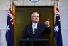 An image showing Scott Morrison announching his cabinet in the Prime Ministers Courtyard at Parliament House in Canberra, Sunday, 26 May 2019