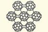 An interconnected molecular structure of six fullerenes around one central one