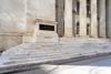 The white marble steps and columns outside the Byron White Courthouse