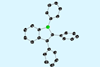 A chemical structure of four six-carbon rings linked by a five carbon ring with a boron instead replacing one of the carbons